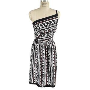 Vintage 70s Lanz Originals One Shoulder CBatik otton Print Day Dress Size 6/8
